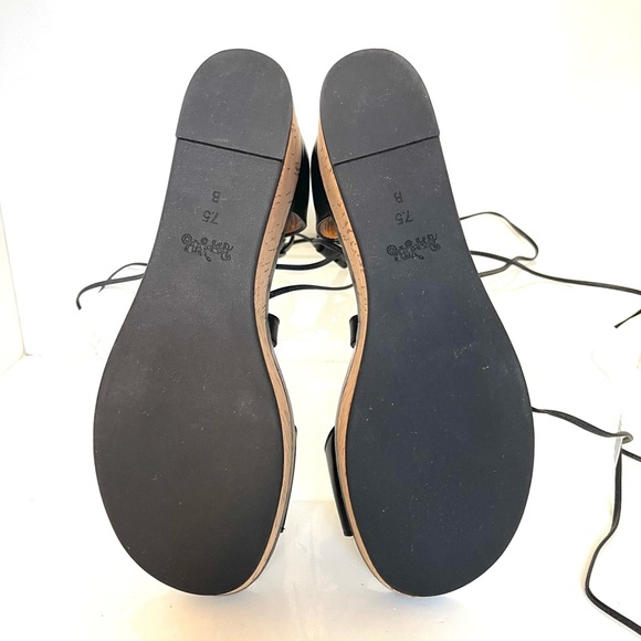 Coach “Barkley” Black Leather Platform Wedge Lace Up Sandals - Picture 7 of 9